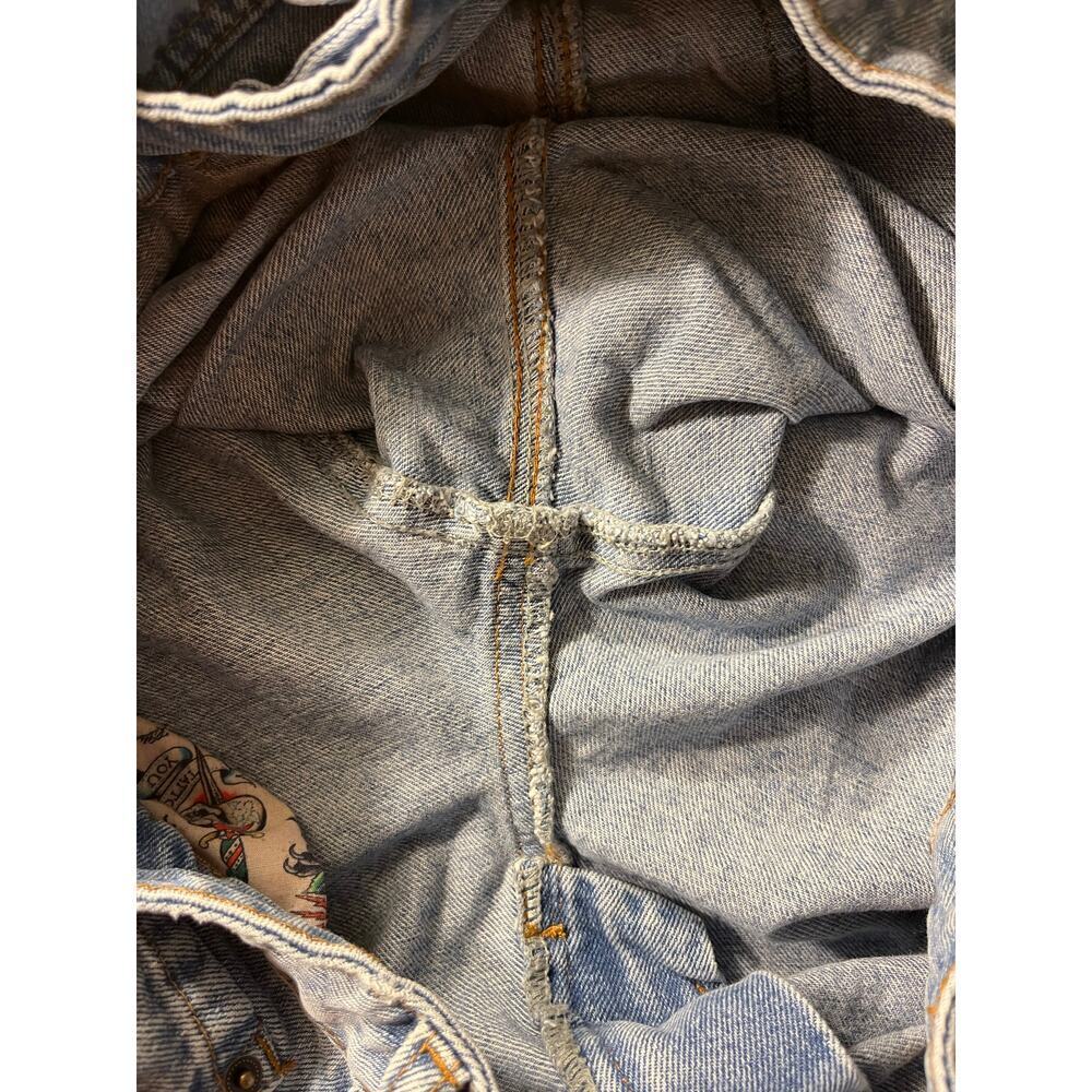 Ed Hardy Baggy Loose Fit Retro Light Jeans Dagger Hearts Embroidered Spellout 32 - Picture 13 of 13